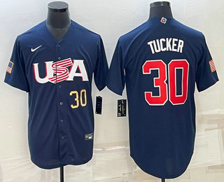 Mens USA Baseball #30 Kyle Tucker Number 2023 Navy World Baseball Classic Stitched Jersey->2023 world baseball classic->MLB Jersey